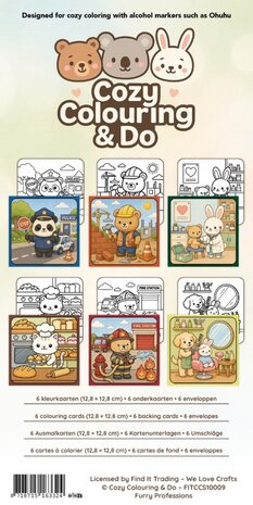 Find It Trading Cozy Colouring Cards Set Furry Professions (FITCCS10009)