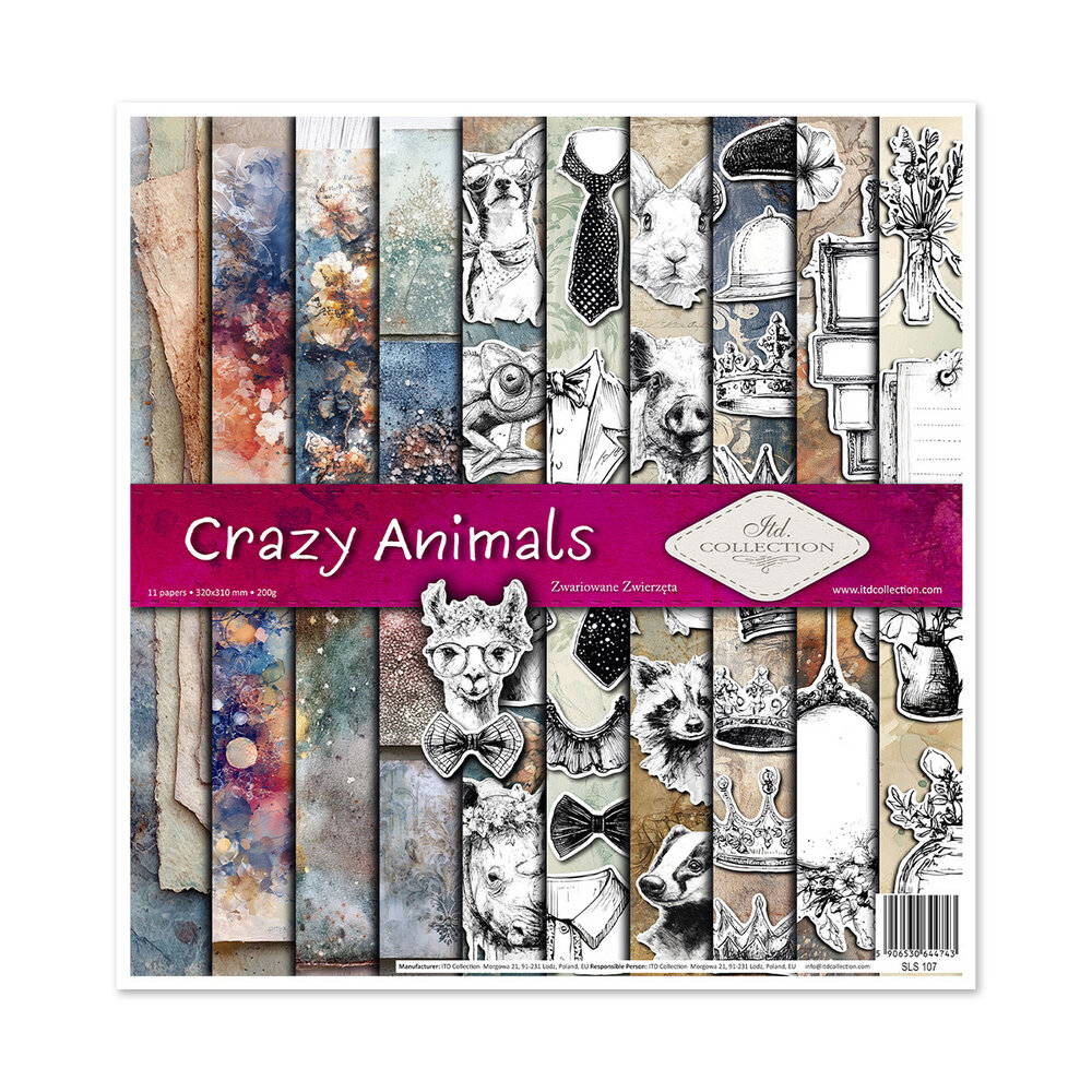 ITD Collection Crazy Animals 12x12 Inch Paper Pad (SLS 107)