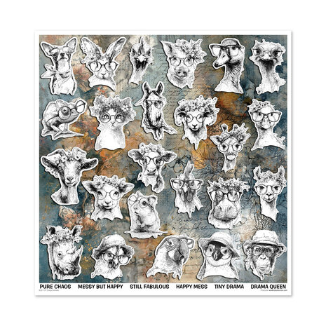 ITD Collection Crazy Animals 12x12 Inch Paper Pad (SLS 107)