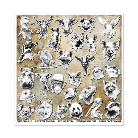 ITD Collection Crazy Animals 12x12 Inch Paper Pad (SLS 107)