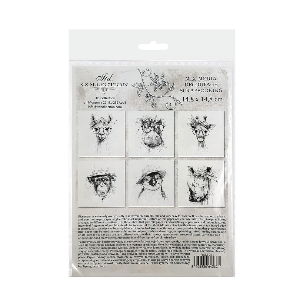 ITD Collection Animals 6x6 Inch Rice Paper Set (RSM 254)