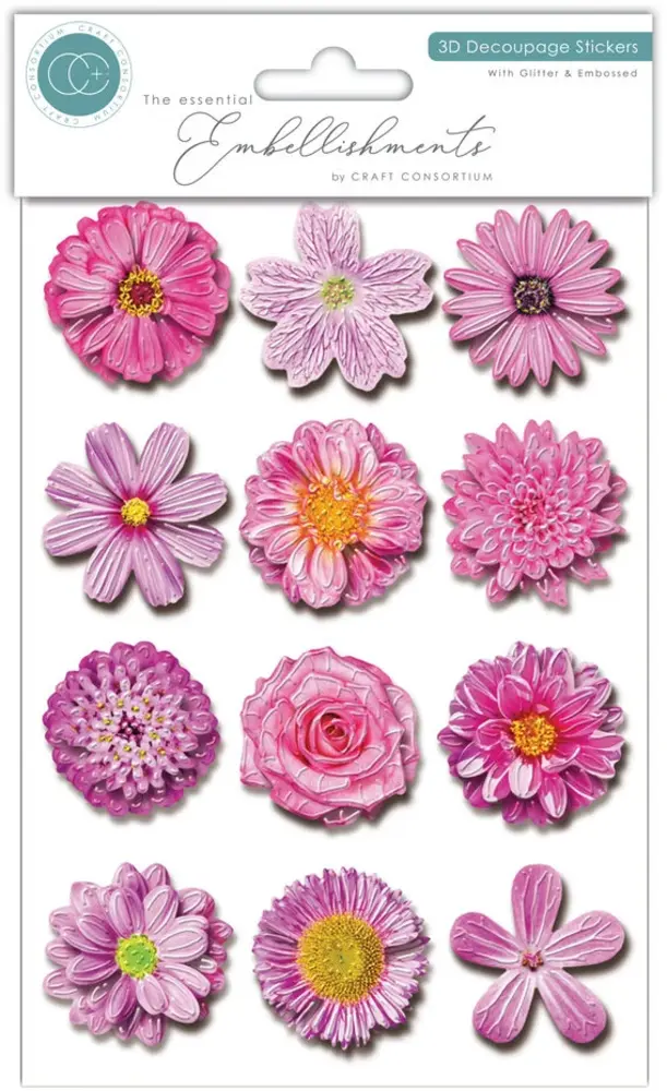 Craft Consortium 3D Decoupage Stickers Flowers (CESTK003)