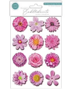 Craft Consortium 3D Decoupage Stickers Flowers (CESTK003)