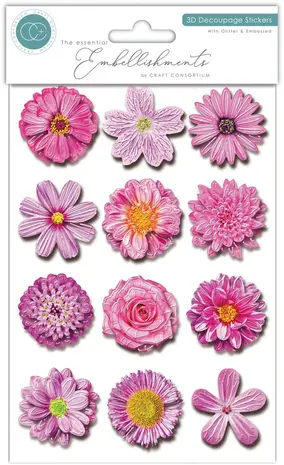 Craft Consortium 3D Decoupage Stickers Flowers (CESTK003)
