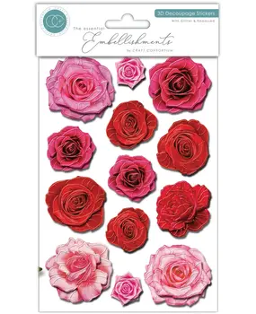 Craft Consortium 3D Decoupage Stickers Flowers (CESTK005) Craft Consortium 3D Decoupage Stickers Flowers (CESTK005)