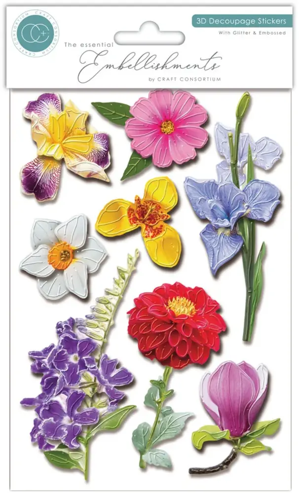 Craft Consortium 3D Decoupage Stickers Flowers (CESTK007) Craft Consortium 3D Decoupage Stickers Flowers (CESTK007)