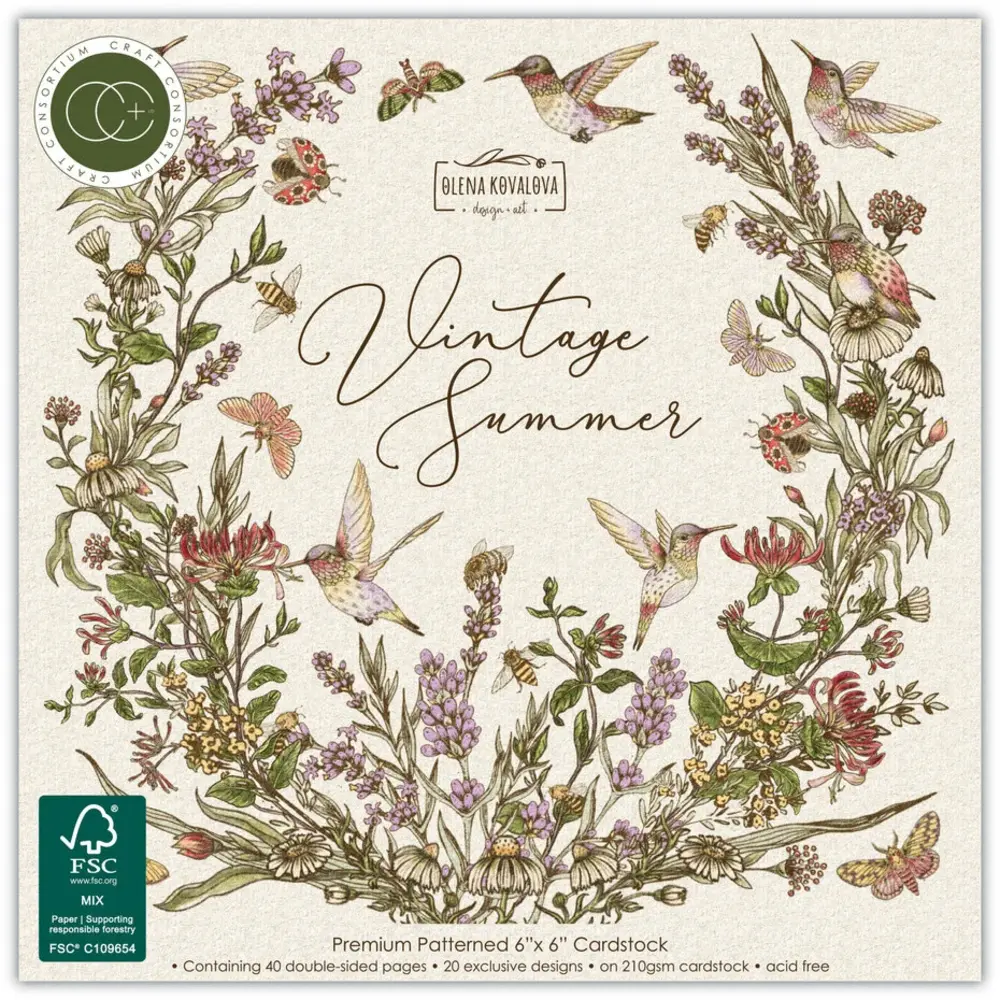 Craft Consortium Vintage Summer 6x6 Inch Premium Paper Pad by Olena Kovalova (CCPPAD049B) Craft Consortium Vintage Summer 6x6 Inch Premium Paper Pad by Olena Kovalova (CCPPAD049B)