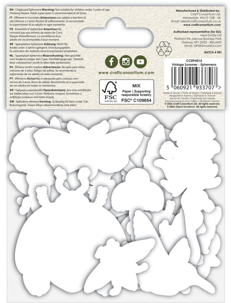 Craft Consortium Vintage Summer Premium Ephemera Set by Olena Kovalova (CCEPH015)