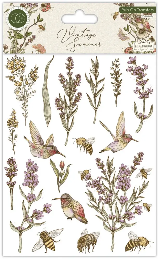 Craft Consortium Vintage Summer Premium Rub-on Transfers Set by Olena Kovalova (CCRUBT009)