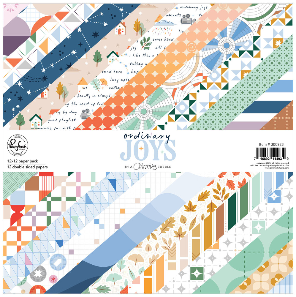 Pinkfresh Studio Ordinary Joys 12x12 inch Paper Pack (300926) Pinkfresh Studio Ordinary Joys 12x12 inch Paper Pack (300926)