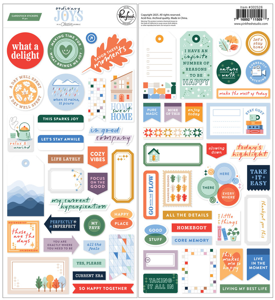 Pinkfresh Studio Ordinary Joys Cardstock Stickers (302526) Pinkfresh Studio Ordinary Joys Cardstock Stickers (302526)
