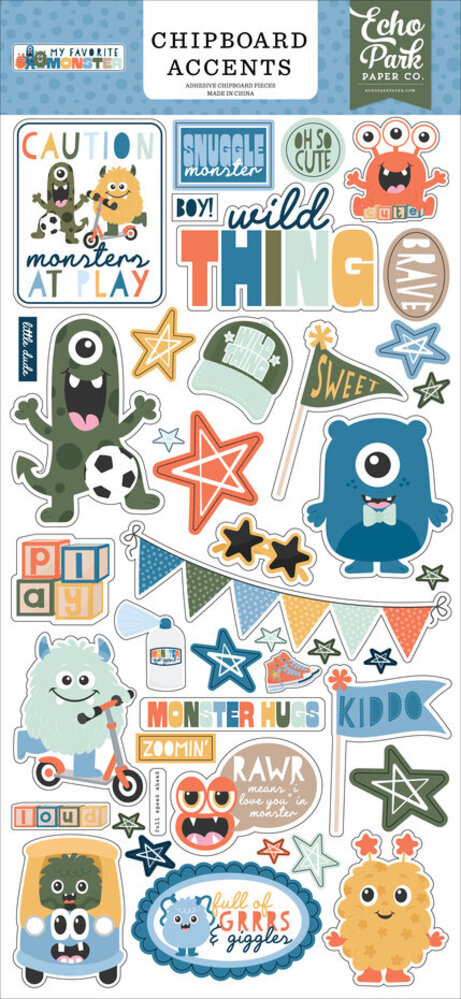 Echo Park My Favorite Monster 6x13 Inch Chipboard Accents (MFM499021) Echo Park My Favorite Monster 6x13 Inch Chipboard Accents (MFM499021)