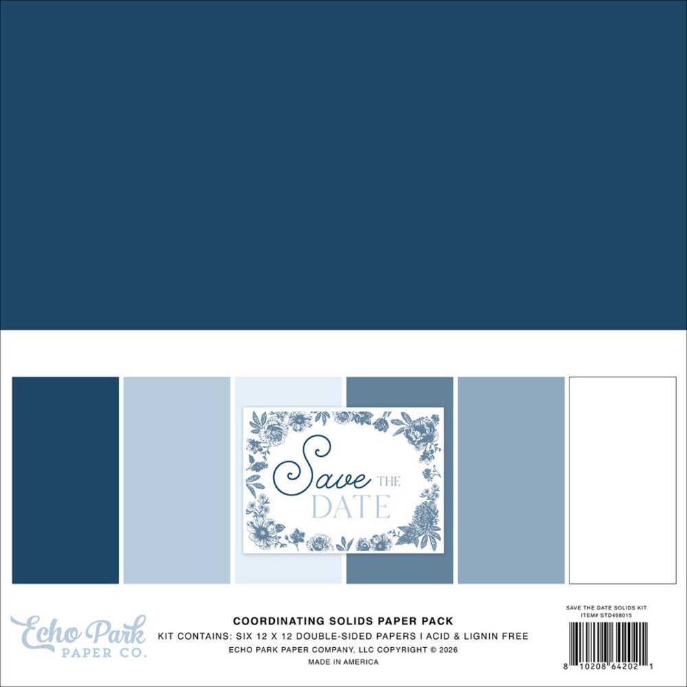 Echo Park Save The Date 12x12 Inch Coordination Solids Paper Pack (STD498015) Echo Park Save The Date 12x12 Inch Coordination Solids Paper Pack (STD498015)