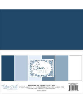 Echo Park Save The Date 12x12 Inch Coordination Solids Paper Pack (STD498015)