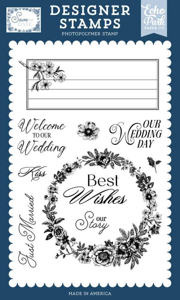 Echo Park Save The Date Clear Stamps Best Wishes Wedding (STD498045) Echo Park Save The Date Clear Stamps Best Wishes Wedding (STD498045)