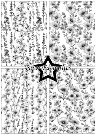 Paper Favourites Black & White Floral A5 Paper Pack (PFA225) Paper Favourites Black & White Floral A5 Paper Pack (PFA225)