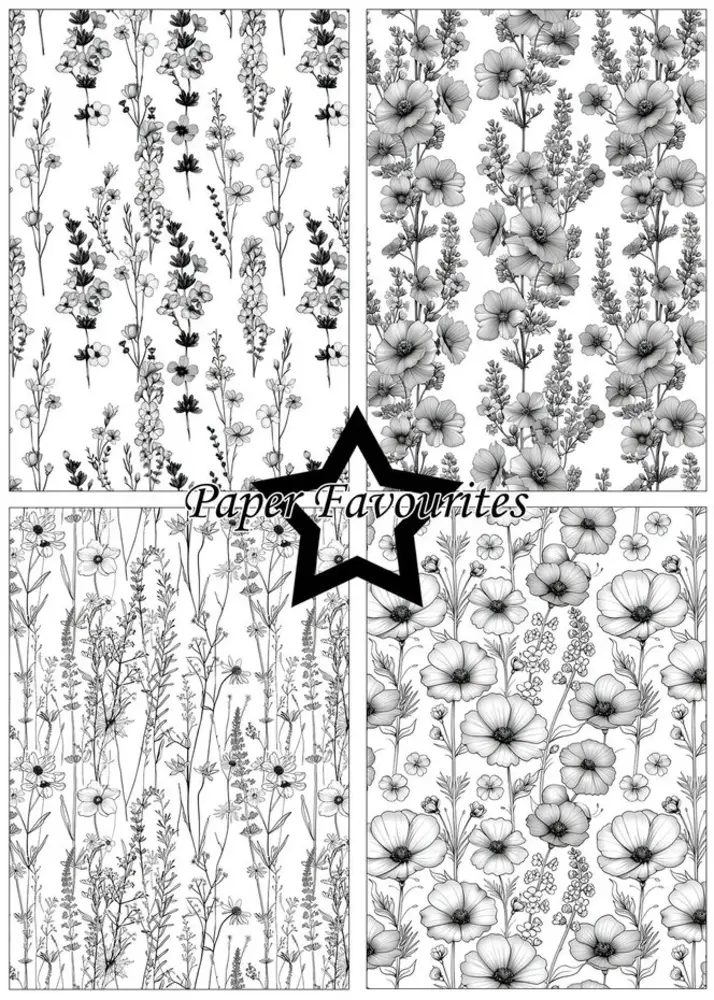 Paper Favourites Black & White Floral A5 Paper Pack (PFA225) Paper Favourites Black & White Floral A5 Paper Pack (PFA225)