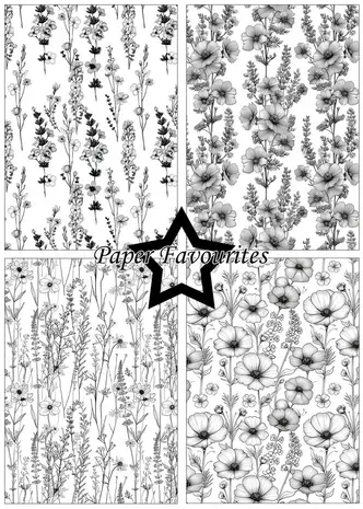 Paper Favourites Black & White Floral A5 Paper Pack (PFA225) Paper Favourites Black & White Floral A5 Paper Pack (PFA225)