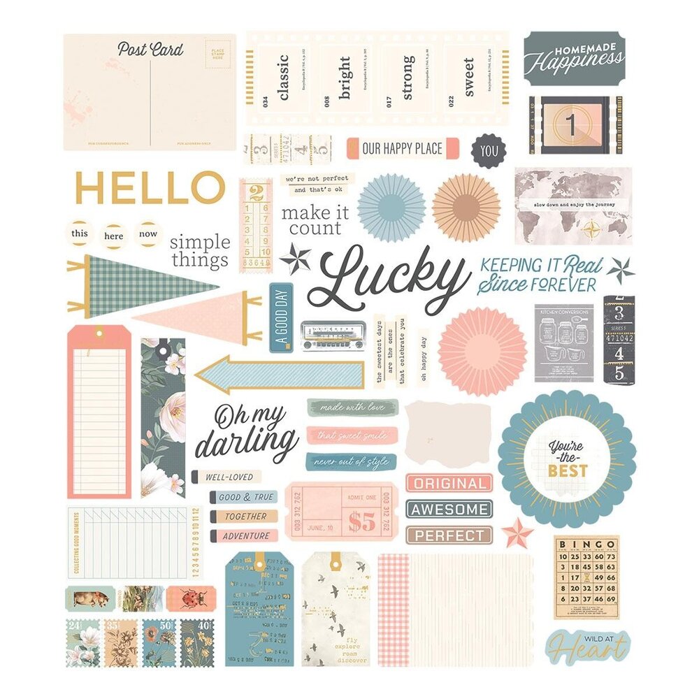Spellbinders Clementine Cardstock Die Cut Ephemera Sentiments (169289)