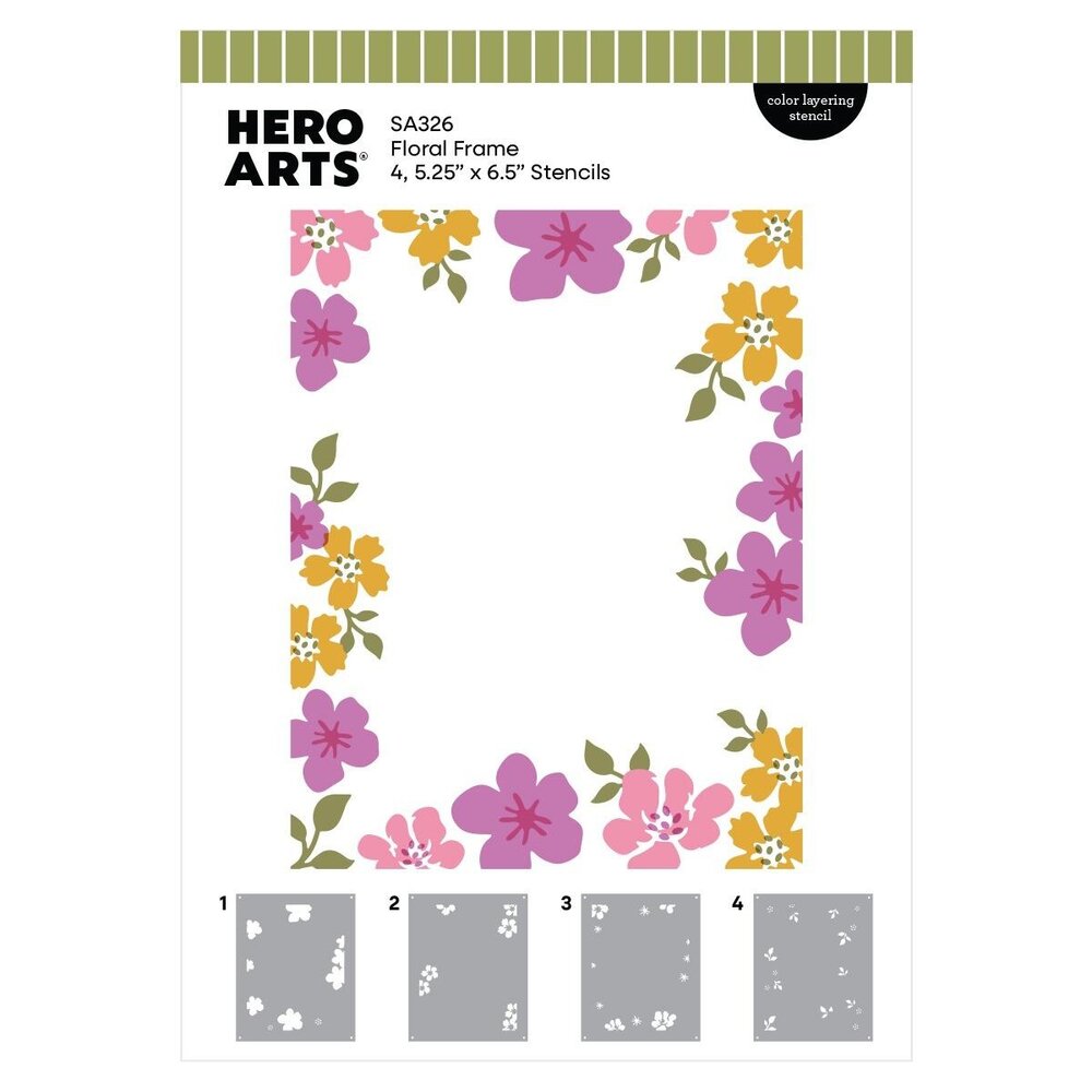 Hero Arts PRE-ORDER Fresh Flowers Layering Stencil Set Floral Frame (SA326) Hero Arts PRE-ORDER Fresh Flowers Layering Stencil Set Floral Frame (SA326)