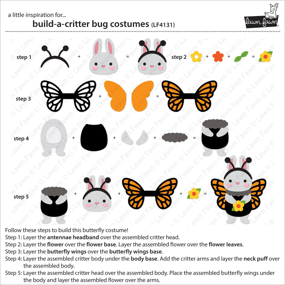 Lawn Fawn Build-A-Critter Bug Costumes Dies (LF4131) Lawn Fawn Build-A-Critter Bug Costumes Dies (LF4131)