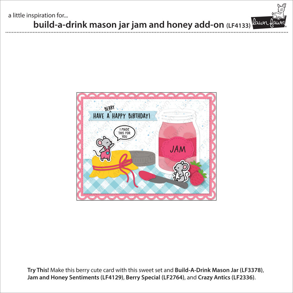 Lawn Fawn Build-A-Drink Mason Jar Jam And Honey Add-On Dies (LF4133) Lawn Fawn Build-A-Drink Mason Jar Jam And Honey Add-On Dies (LF4133)