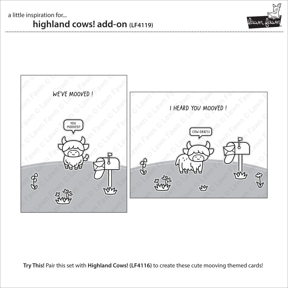 Lawn Fawn Highland Cows! Add-On Clear Stamps (LF4119) Lawn Fawn Highland Cows! Add-On Clear Stamps (LF4119)