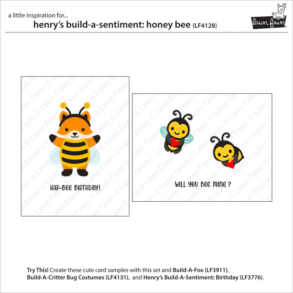 Lawn Fawn Henry's Build-A-Sentiment Honey Bee Clear Stamps (LF4128) Lawn Fawn Henry's Build-A-Sentiment Honey Bee Clear Stamps (LF4128)