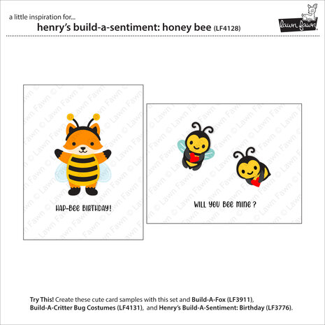 Lawn Fawn Henry's Build-A-Sentiment Honey Bee Clear Stamps (LF4128) Lawn Fawn Henry's Build-A-Sentiment Honey Bee Clear Stamps (LF4128)