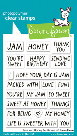 Lawn Fawn Jam And Honey Sentiments Clear Stamps (LF4129) Lawn Fawn Jam And Honey Sentiments Clear Stamps (LF4129)