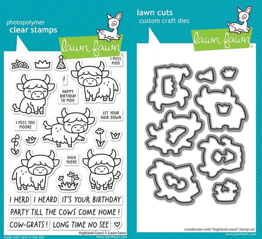 Lawn Fawn Highland Cows! Stamp & Die DUO (LF4117) Lawn Fawn Highland Cows! Stamp & Die DUO (LF4117)