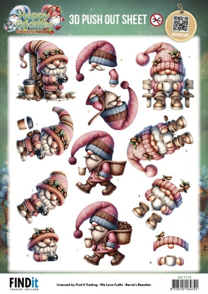 Berrie's Beauties Happy Gnomes 3D Push Out Coffee & Clicks (SB11134) Berrie's Beauties Happy Gnomes 3D Push Out Coffee & Clicks (SB11134)