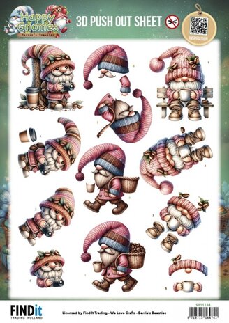 Berrie's Beauties Happy Gnomes 3D Push Out Coffee & Clicks (SB11134) Berrie's Beauties Happy Gnomes 3D Push Out Coffee & Clicks (SB11134)
