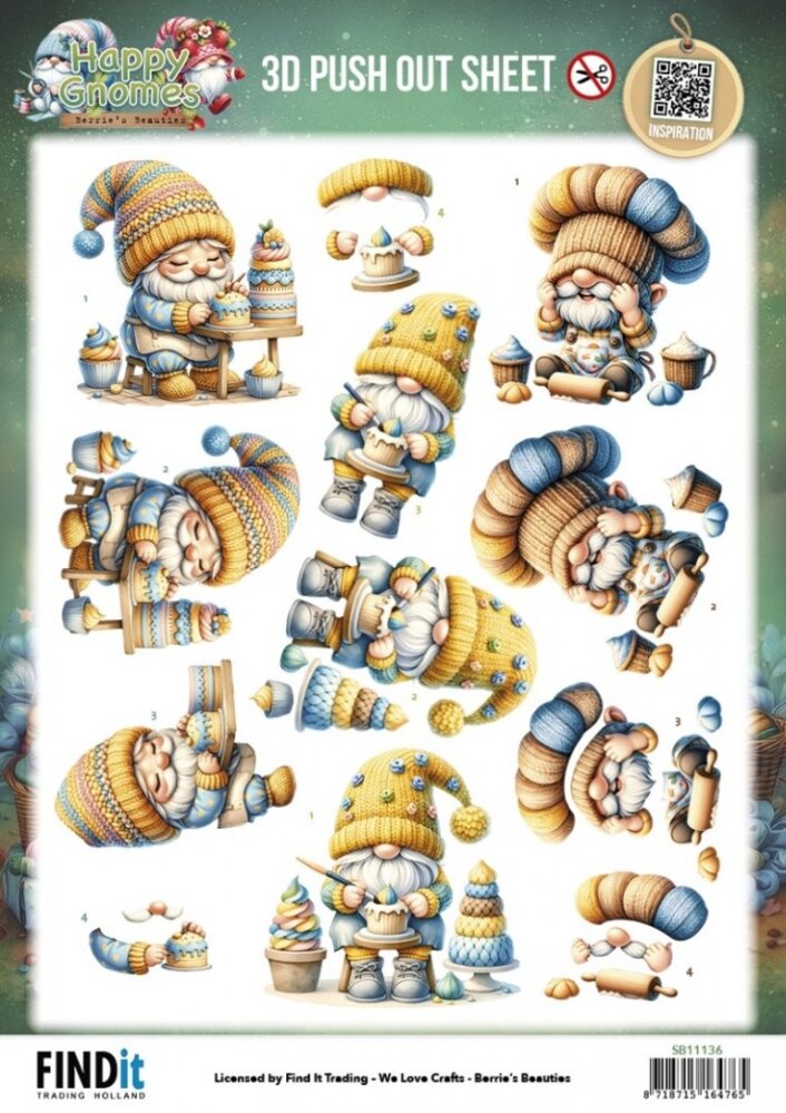 Berrie's Beauties Happy Gnomes 3D Push Out The Tiny Baker (SB11136) Berrie's Beauties Happy Gnomes 3D Push Out The Tiny Baker (SB11136)