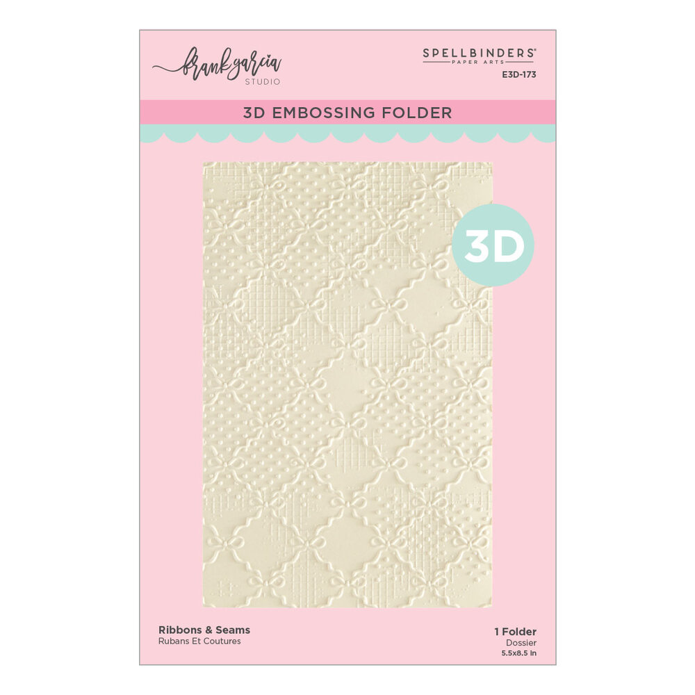 Spellbinders Buttons & Keepsakes 3D Embossing Folder Ribbons & Seams by Frank Garcia (E3D-173) Spellbinders Buttons & Keepsakes 3D Embossing Folder Ribbons & Seams by Frank Garcia (E3D-173)