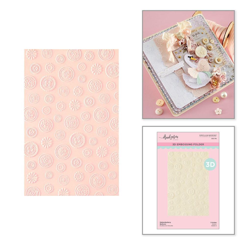 Spellbinders Buttons & Keepsakes 3D Embossing Folder Haberdashery Buttons by Frank Garcia (E3D-176) Spellbinders Buttons & Keepsakes 3D Embossing Folder Haberdashery Buttons by Frank Garcia (E3D-176)