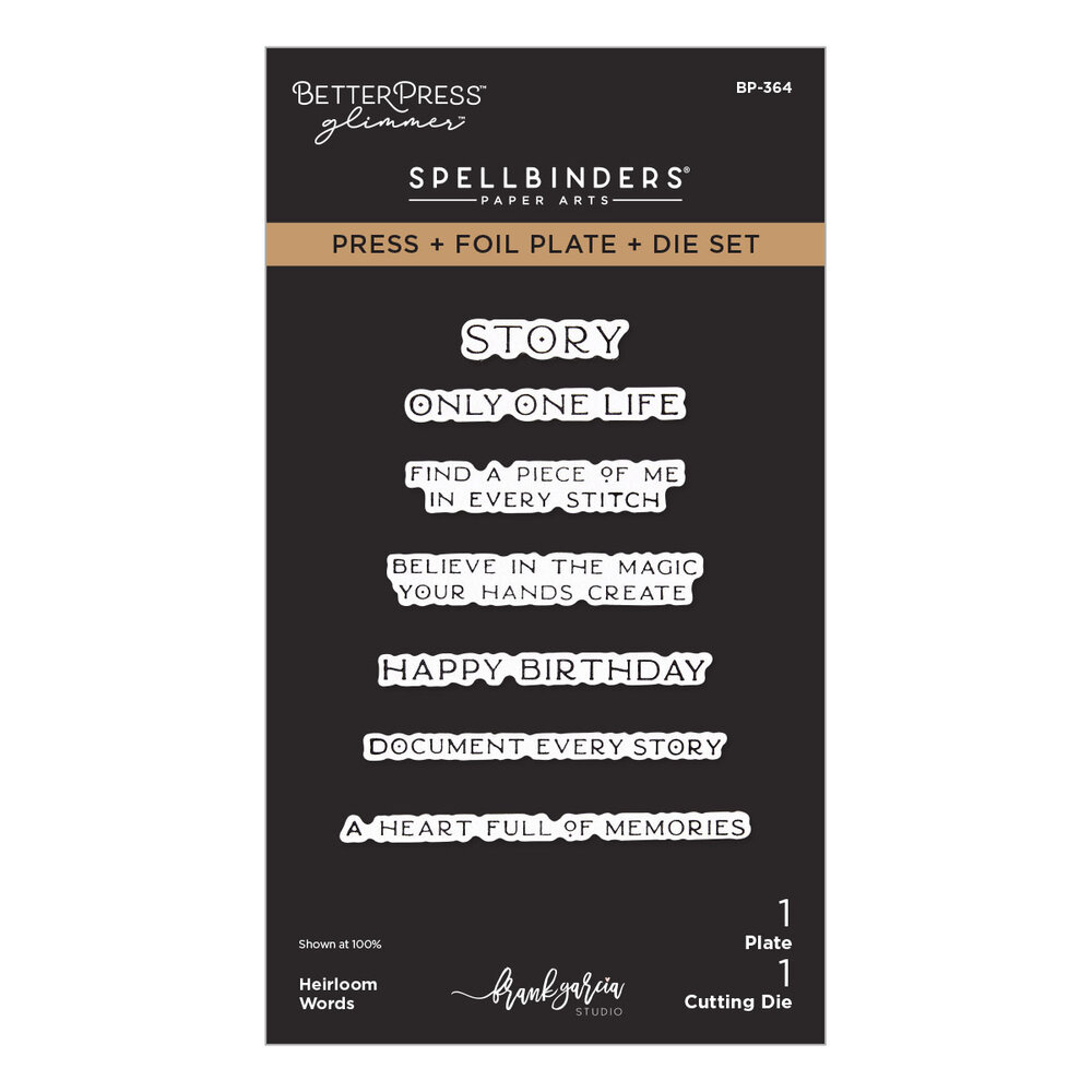 Spellbinders Buttons & Keepsakes Press + Foil Plate & Die Set Heirloom Words by Frank Garcia (BP-364) Spellbinders Buttons & Keepsakes Press + Foil Plate & Die Set Heirloom Words by Frank Garcia (BP-364)