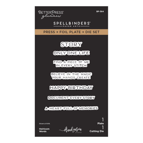 Spellbinders Buttons & Keepsakes Press + Foil Plate & Die Set Heirloom Words by Frank Garcia (BP-364) Spellbinders Buttons & Keepsakes Press + Foil Plate & Die Set Heirloom Words by Frank Garcia (BP-364)