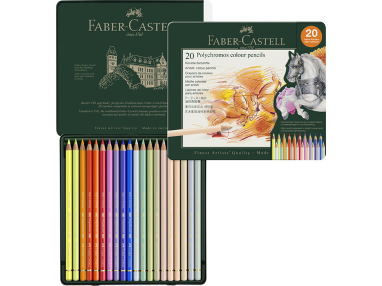 Faber Castell (20 Nieuwe Kleuren) Kleurpotlood Polychromos Blik 20 Stuks (FC-110020)