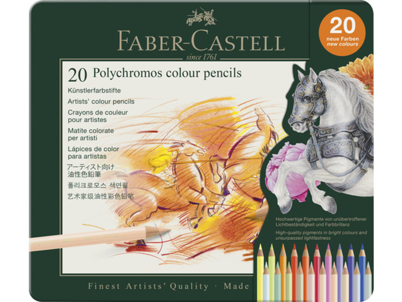 Faber Castell (20 Nieuwe Kleuren) Kleurpotlood Polychromos Blik 20 Stuks (FC-110020)