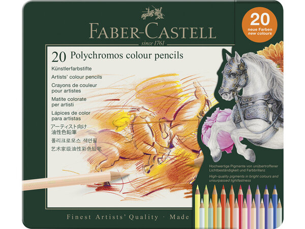 Faber Castell (20 Nieuwe Kleuren) Kleurpotlood Polychromos Blik 20 Stuks (FC-110020)