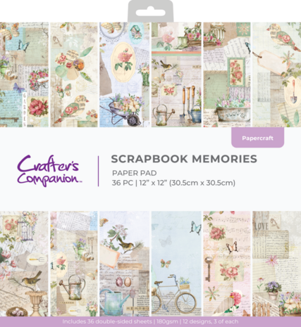 Crafter's Companion Scrapbook Memories 12x12 Inch Paper Pad (CC-PAD12-SCME)