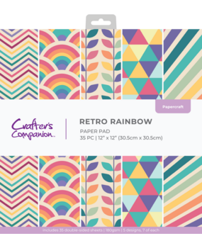 Crafter's Companion Retro Rainbow 12x12 Inch Paper Pad (CC-RETRAI-PAD12)