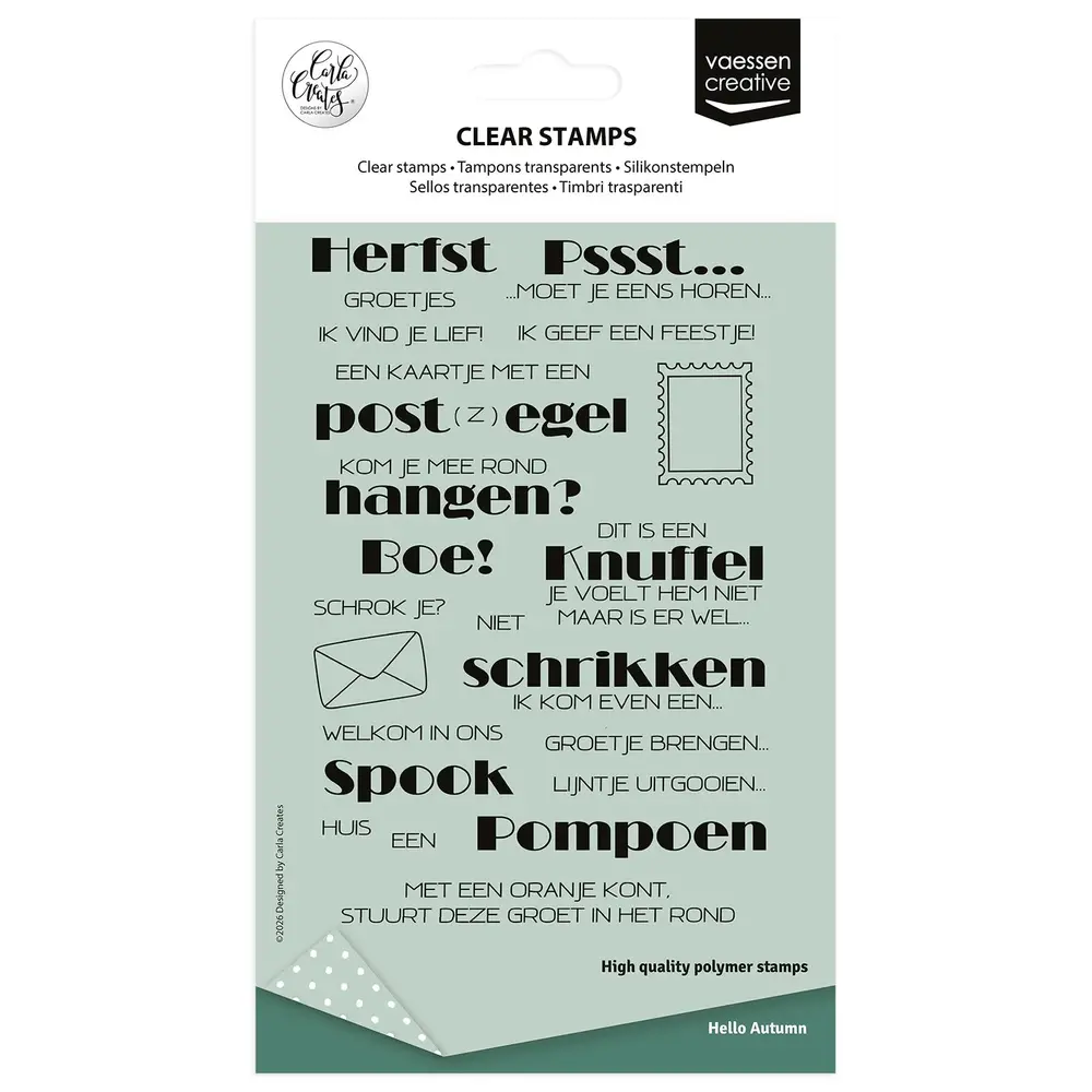 Vaessen Creative Hello Autunm A6 Clear Stamps Tekst by Carla Creates (CAR0508) Vaessen Creative Hello Autunm A6 Clear Stamps Tekst by Carla Creates (CAR0508)