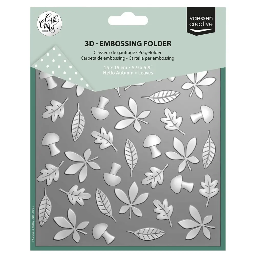 Vaessen Creative Hello Autumn 6x6 Inch Embossing Folder Leaves by Carla Creates (CAR0509) Vaessen Creative Hello Autumn 6x6 Inch Embossing Folder Leaves by Carla Creates (CAR0509)
