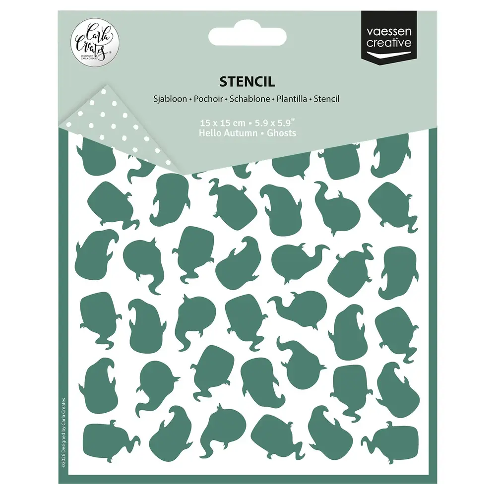 Vaessen Creative Hello Autumn 6x6 Inch Stencil Ghosts by Carla Creates (CAR0512)