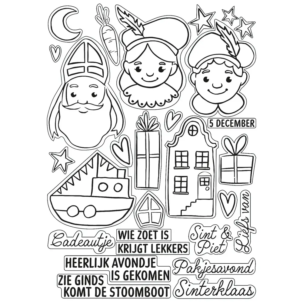Vaessen Creative Sinterklaas A6 Clear Stamp Set Sinterklaas (3625-0401)