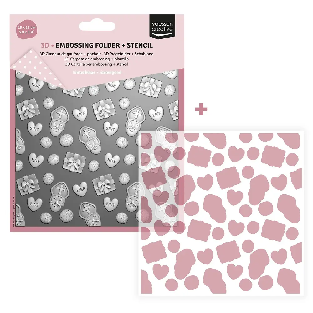 Vaessen Creative Sinterklaas 3D Embossing Folder + Stencil Strooigoed (3625-0403) Vaessen Creative Sinterklaas 3D Embossing Folder + Stencil Strooigoed (3625-0403)