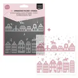 Vaessen Creative Sinterklaas 3D Embossing Folder + Stencil Over de Daken (3625-0405)