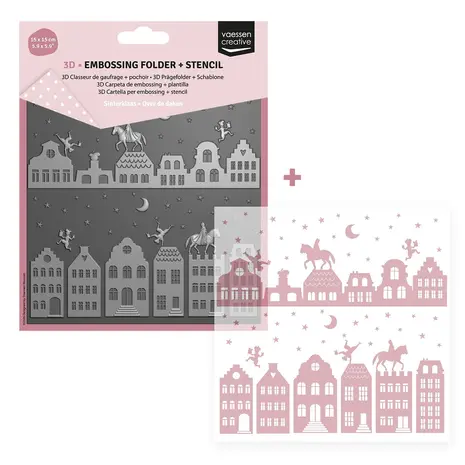 Vaessen Creative Sinterklaas 3D Embossing Folder + Stencil Over de Daken (3625-0405)